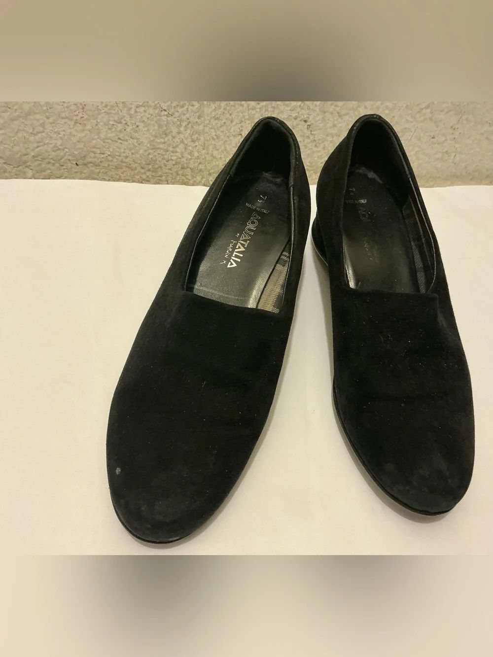 Aquatalia Black Suede Men's Slip-On Loafers